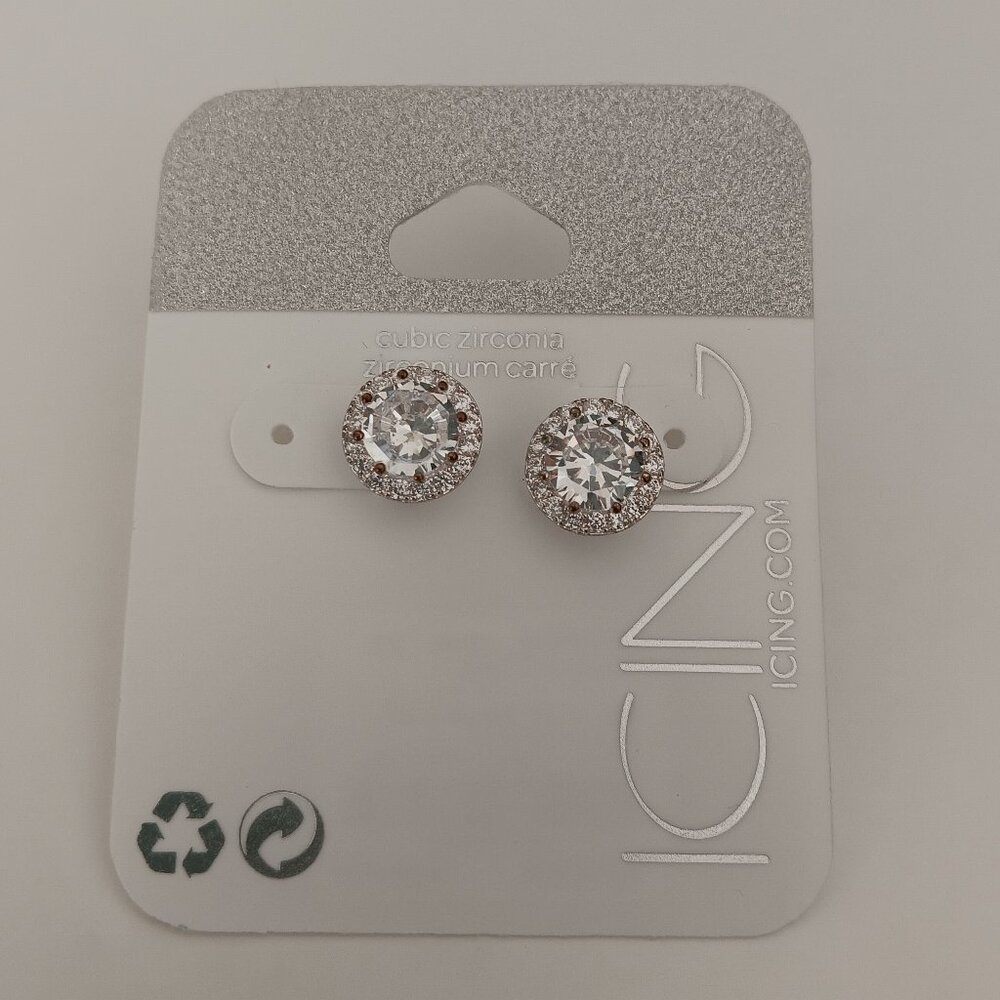 NWT Icing Cubic Zirconia Solitaire Stud Earrings